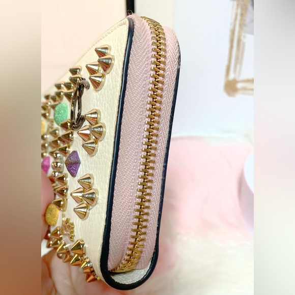 Christian Louboutin White and Gold Studded Wallet - Picture 7 of 16